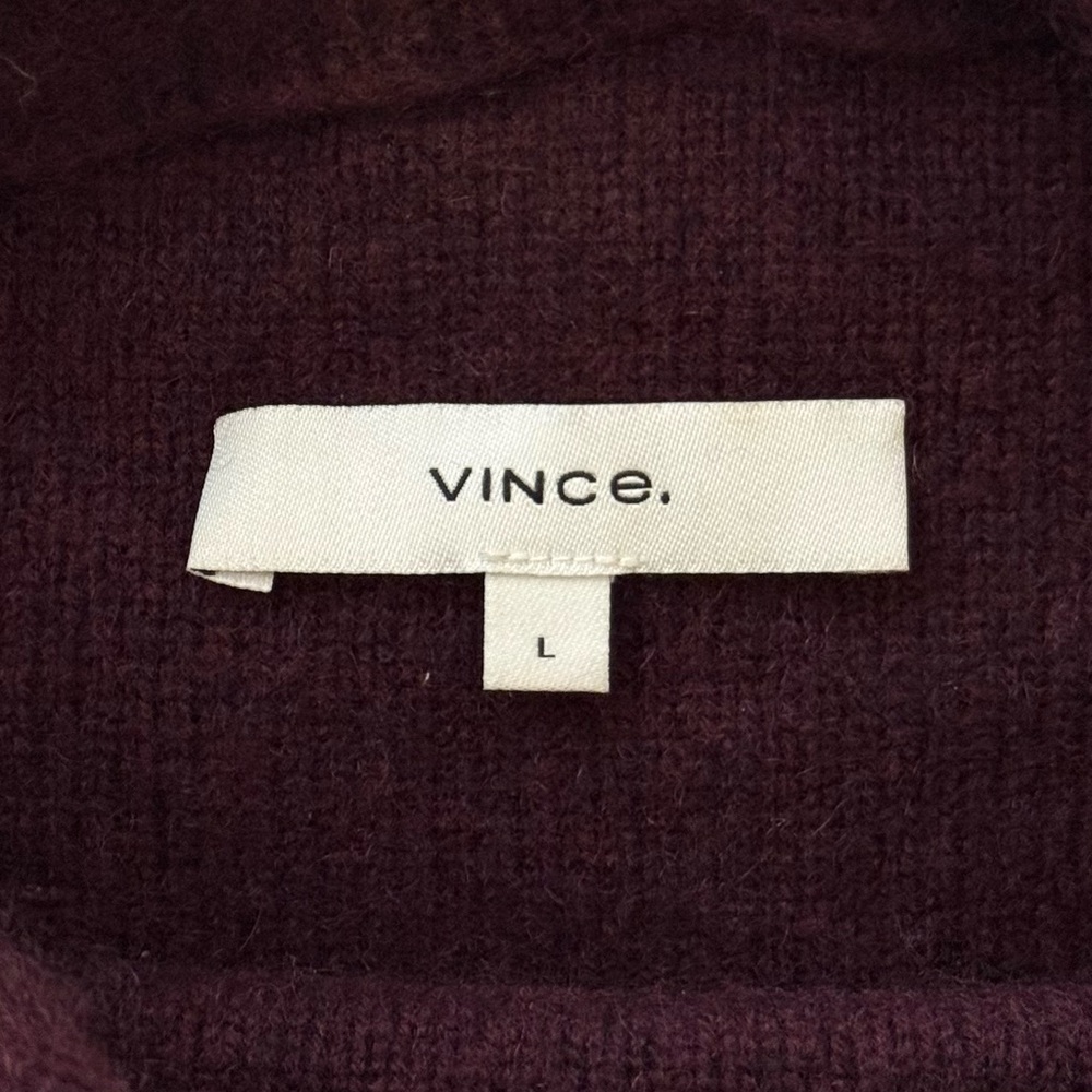 Vince 100% Cashmere Funnel Neck Sweater in Burgundy - Size Women’s L - Picture 3 of 4